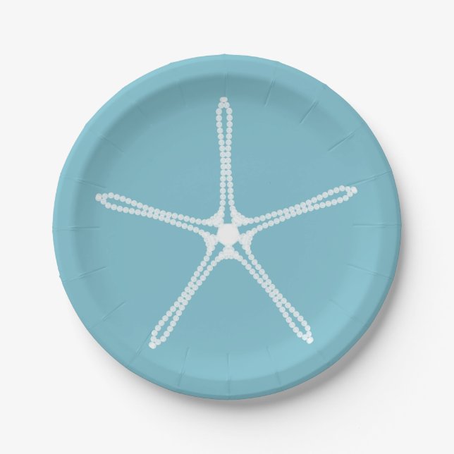 White Pearl Starfish Elegant Wedding Bridal Shower Paper Plate (Front)