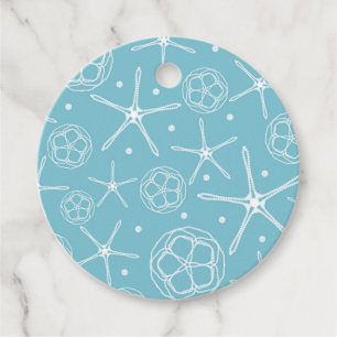 White Pearl Starfish Wedding Bridal Shower Elegant Favour Tags