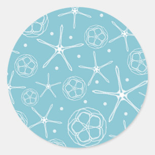 White Pearl Starfish Wedding Bridal Shower Party Classic Round Sticker