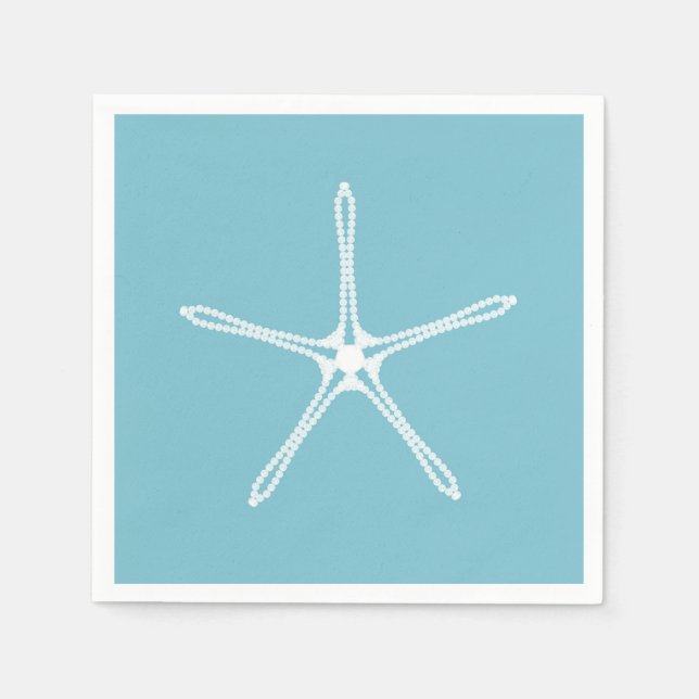 White Pearl Starfish Wedding Bridal Shower Party Napkin (Front)