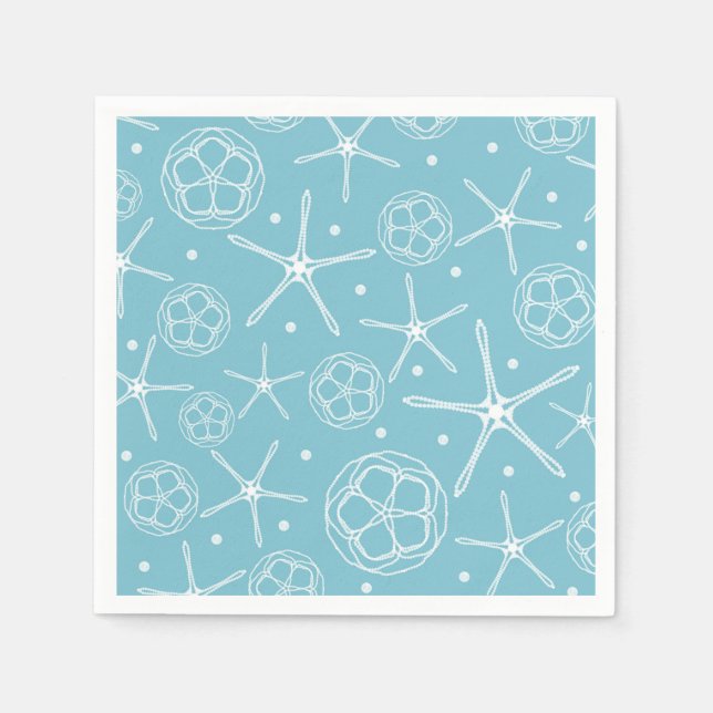 White Pearl Starfish Wedding Bridal Shower Party Napkin (Front)