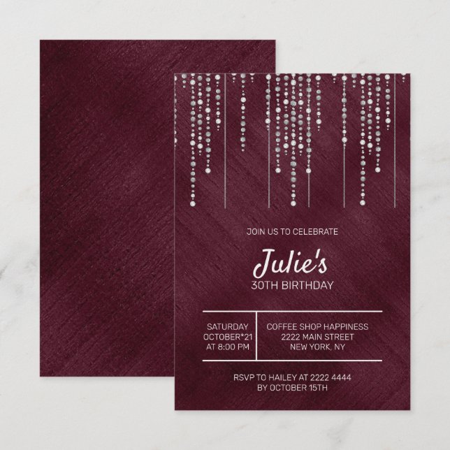 White Pearls 30th Birthday Invitation (Front/Back)