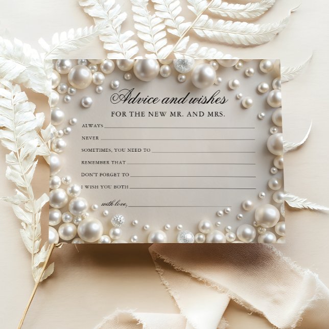 White Pearls Advice and Wishes Bridal Shower Card (Creator Uploaded)