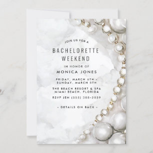 White Pearls Bachelorette Weekend party invitation