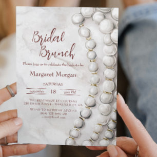 White Pearls Bridal Brunch Invitation