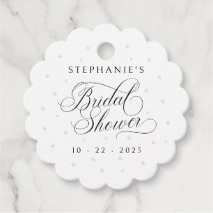White Pearls Bridal Shower Favour Tags