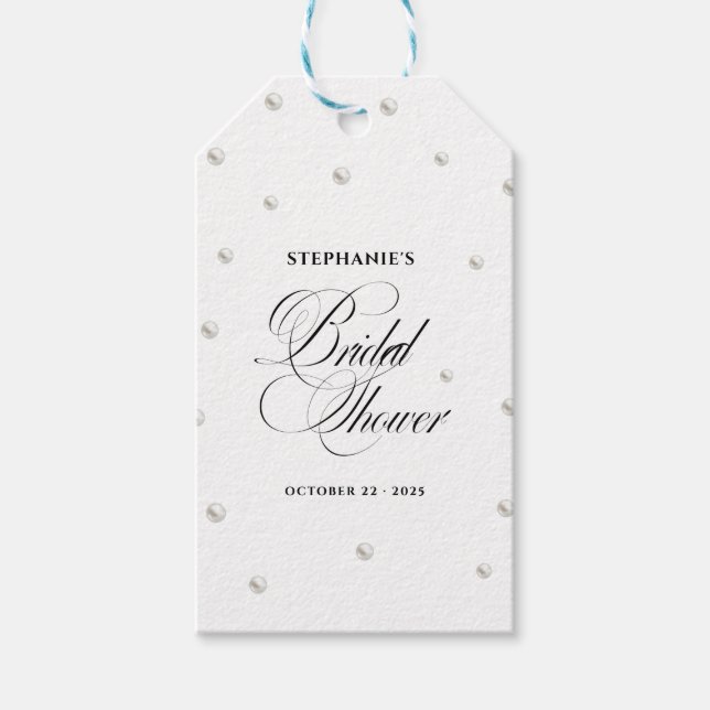 White Pearls Bridal Shower Gift Tags (Front)