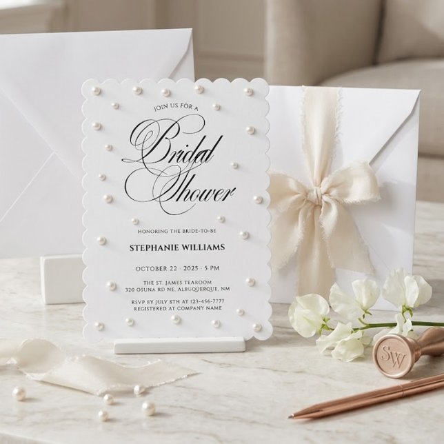 White Pearls Bridal Shower Invitation (Creator Uploaded)
