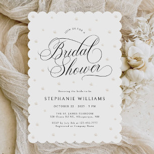 White Pearls Bridal Shower Invitation