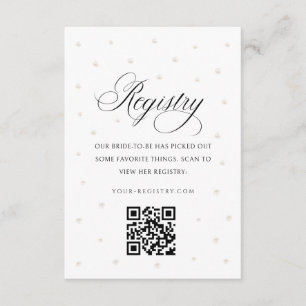 White Pearls Bridal Shower Registry Card