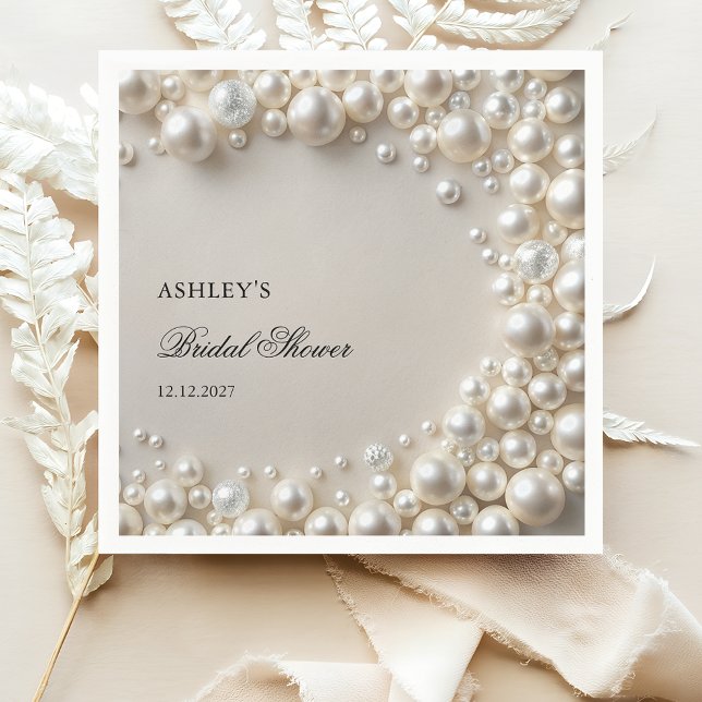 White Pearls Elegant Bridal Shower Napkin (Creator Uploaded)