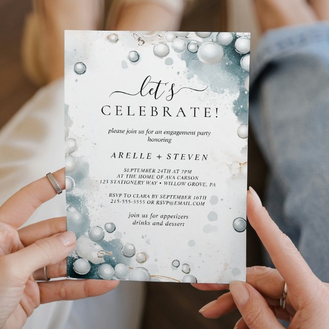 White Pearls Engagement party Invitation (Creator Uploaded)