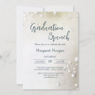 White Pearls Minimalist Bridal Brunch Invitation