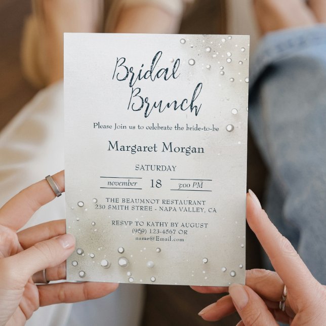 White Pearls Minimalist Bridal Brunch Invitation (Creator Uploaded)
