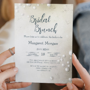 White Pearls Minimalist Bridal Brunch Invitation