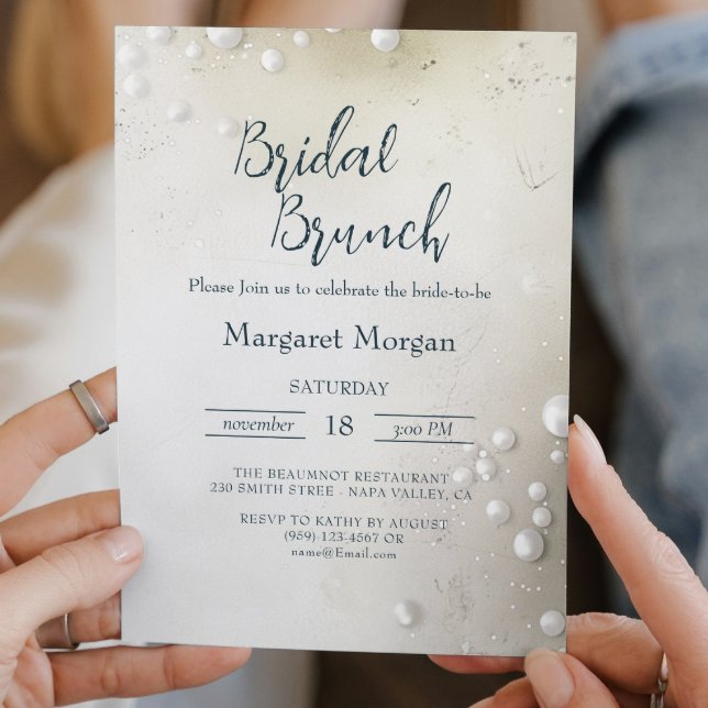 White Pearls Minimalist Bridal Brunch Invitation (Creator Uploaded)
