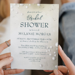 White Pearls Minimalist Bridal Shower Invitation