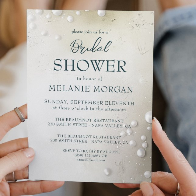 White Pearls Minimalist Bridal Shower Invitation (Creator Uploaded)