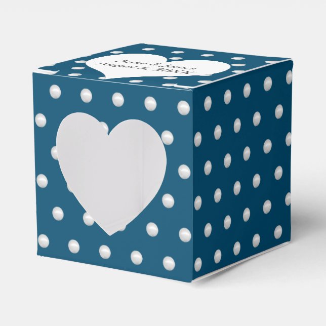 White Pearls On Blue Favour Box (Front Side)