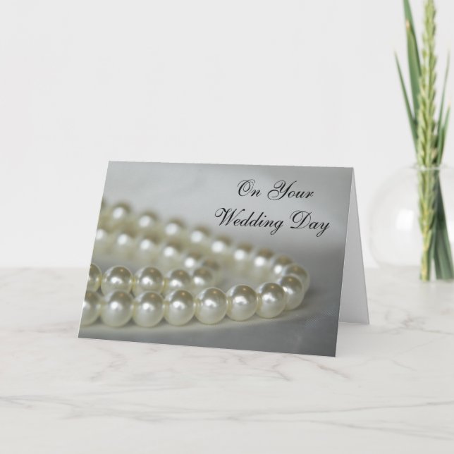 White Pearls Wedding Day Card (Front)