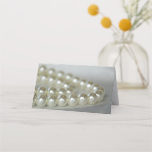 White Pearls Wedding Place Card