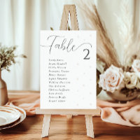 White Pearls Wedding Seating Chart Card