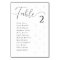 White Pearls Wedding Seating Chart Card