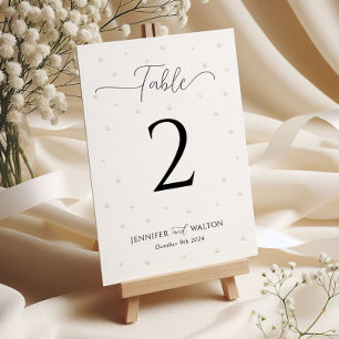 White Pearls Wedding Table Number