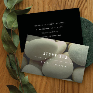 White Pebbles Stones Minimalist Photo Spa Wellness Business Card