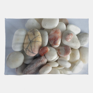 white pebbles tea towel