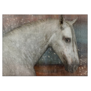 White Peeking Horse Cutting Board