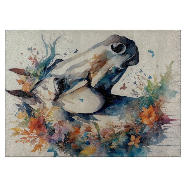 White Peeking Horse Cutting Board (Front)