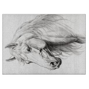 White Peeking Horse Cutting Board