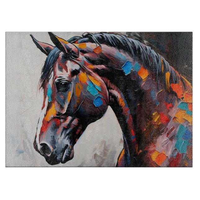 White Peeking Horse Cutting Board (Front)