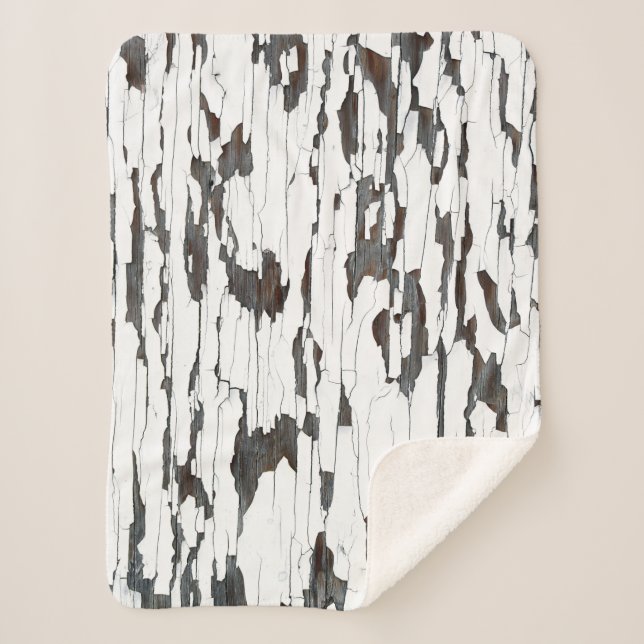 White Peeling Paint Sherpa Blanket (Front)