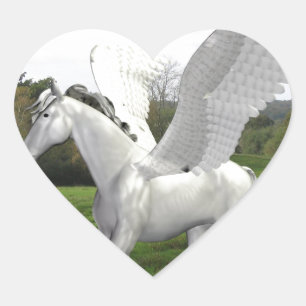 White Pegasus in a Field Heart Sticker