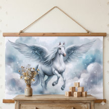 White Pegasus Wings Soft Blue Sky Dreamscape