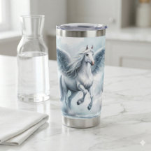 White Pegasus Wings Soft Blue Sky Dreamscape