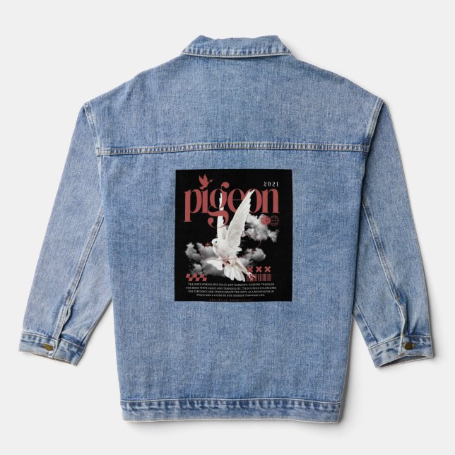 WHITE PEGON  DISIGN ON Denim Jacket (Back)