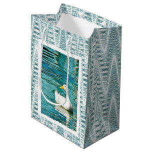 White Pekin Duck - Nature Photo in Reflections Medium Gift Bag