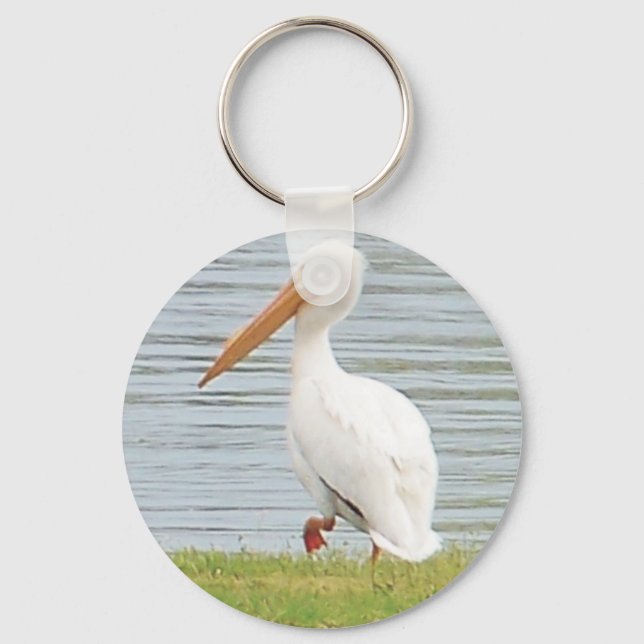 white pelican along shoreline key ring (Front)