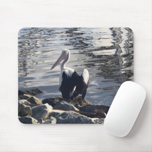 White Pelican Mouse Pad (With Mouse)