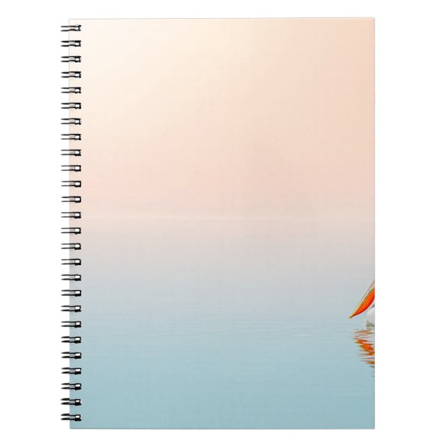 WHITE PELICAN ON BODY OF WATER NOTEBOOK (Front)