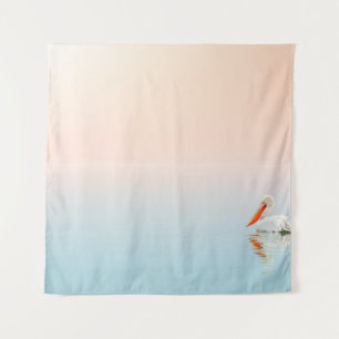 WHITE PELICAN ON BODY OF WATER TAPESTRY