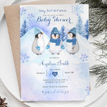 White Penguin Winter Baby Shower Invitation<br><div class="desc">Penguin White Snowflake Baby Shower invitation</div>