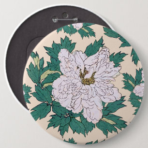 White Peonies 6 Cm Round Badge