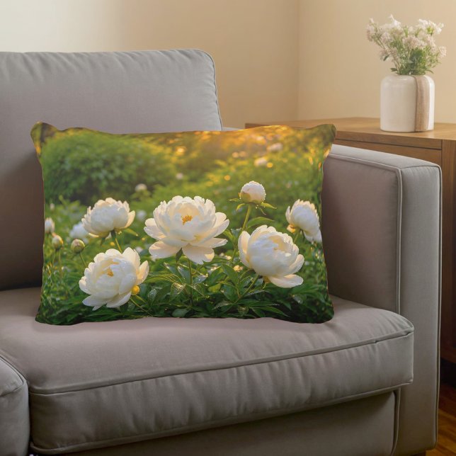 White Peonies Accent Pillow (Accent pillow with white peonies)