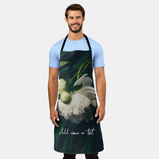 White peonies apron