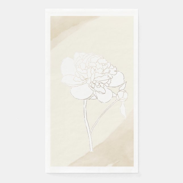 White Peonies Blossoms Wedding Napkin (Front)