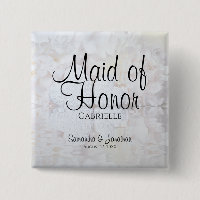 White Peonies & Hearts Wedding Maid of Honour Name
